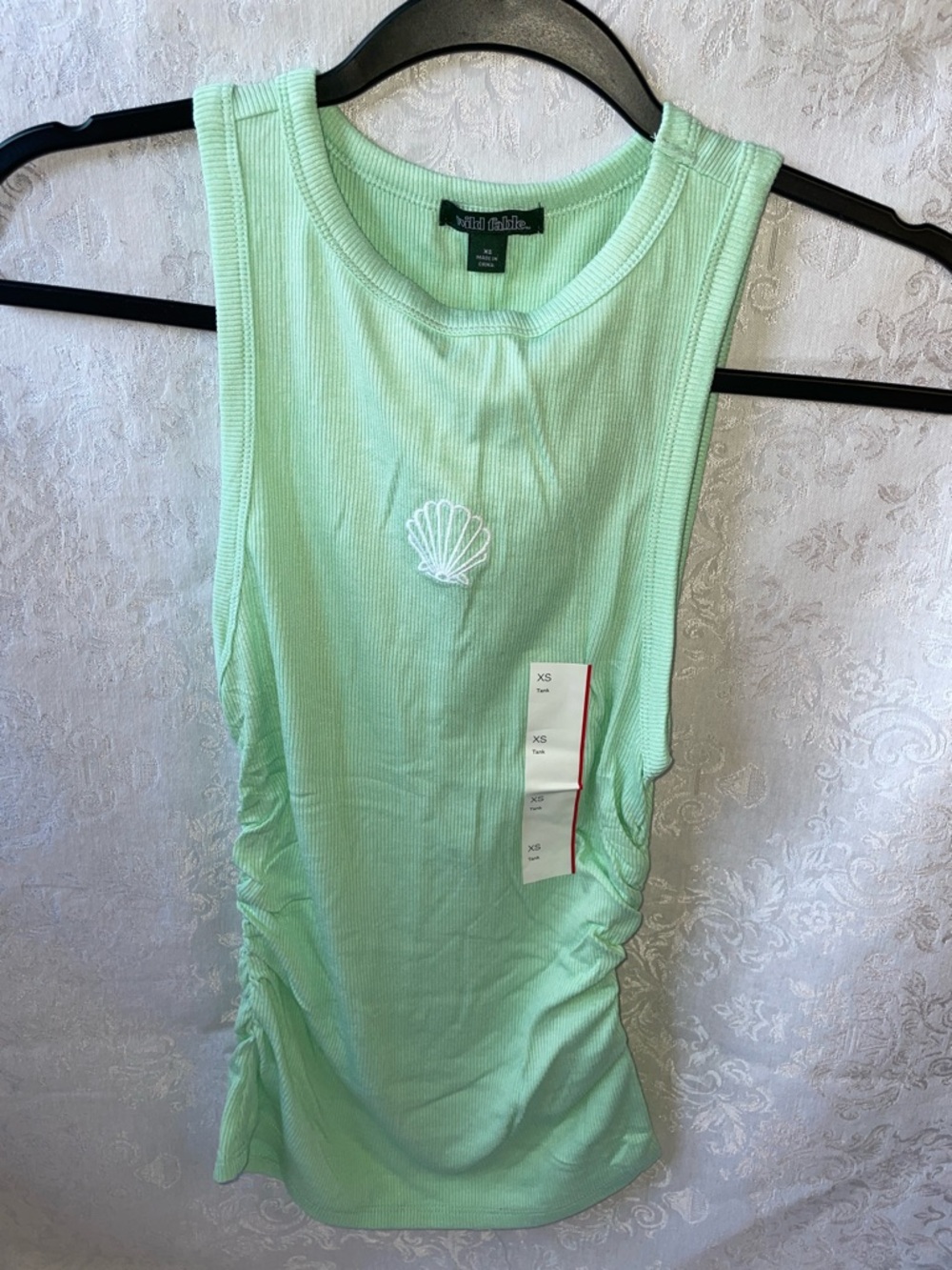 NWT wild fable Mint Green Shell-Embroidered Ribbed Tank. Size XS. - Picture 1 of 5